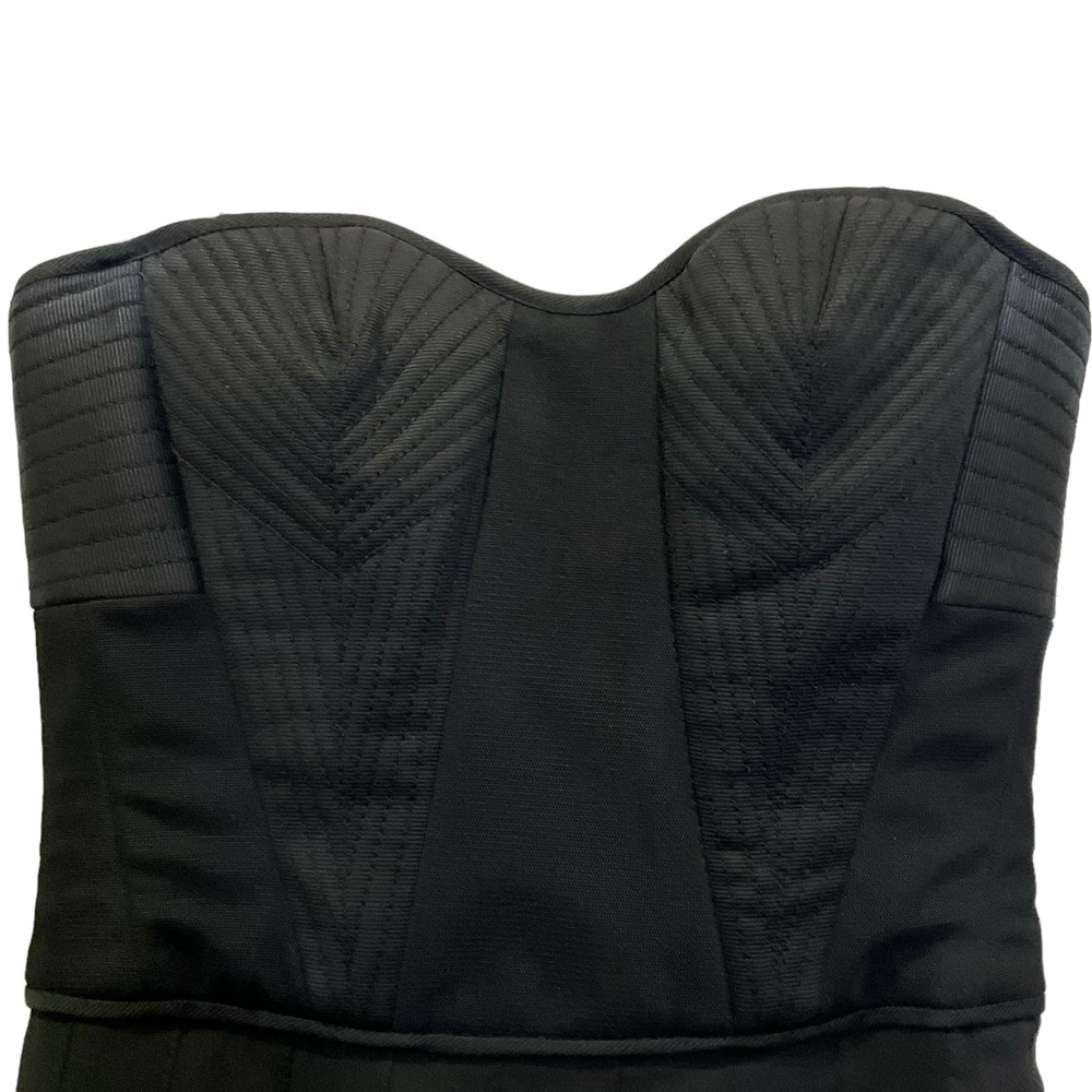 BCBG MaxAzria “April” Black Strapless Corset Silk Chiffon Hi-Low Dress - Picture 9 of 16